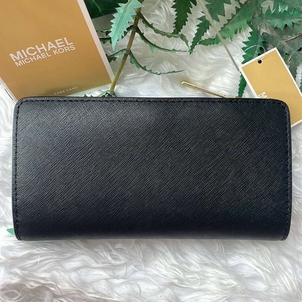 Brand New Michael Kors Genuine Leather Black Large Top Zip Continental Wallet - Picture 3 of 14